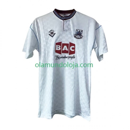 Camisola West Ham United Retro Homem Equipamento Segundo 1989-1990 Manga Curta